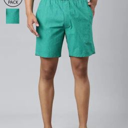 Levi'S Green Pure Cotton Relaxed Fit Printed Shorts-image-2