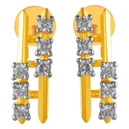 P.C. Chandra Jewellers 14KT (585) Yellow Gold and Diamond Drop Earrings for Women-image-35