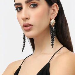 Sohi Gold Plated Designer Stone Party Dangler Earrings image 3