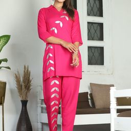 MILAAV Shirt Collar Embroidered Thread Work Kurti with Trouser-image-14
