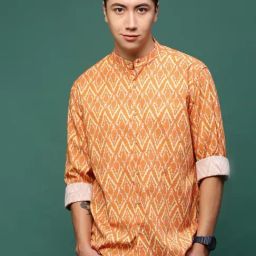 showoffff Showoff Orange Cotton Slim Fit Printed Shirt-picture-43
