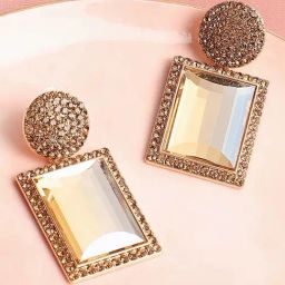Sohi Gold Plated Designer Stone Party Drop Earrings-6