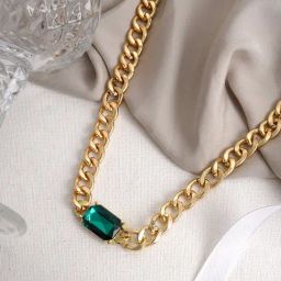 Joker & Witch Emerald Studded Aqua Green Choker Necklaces-image-74