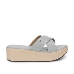 Yoho Women's Grey Cross Strap Wedges-12