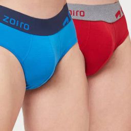 Zoiro Directorie Blue & Ribbon Red Regular Fit Briefs - Pack Of 2-image-98