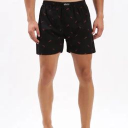 SHOWOFF Black Slim Fit Printed Cotton Boxers-image-80