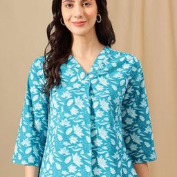 HERE&NOW Women Floral Printed Shirt Style Cotton Top-image-38
