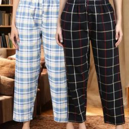 Kryptic Black & Blue Cotton Relaxed Fit Printed Lounge Pants - Pack of 2-image-73