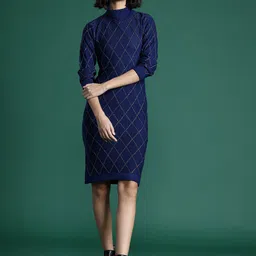 DressBerry Geometric Woven Design Jumper Dress-image-18