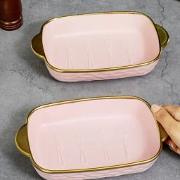 ROXX Pink Porcelain Rectangle Platter - Set of 2 image 2