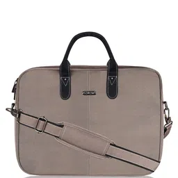 LOREM Men Grey & Black Textured Laptop Bag-11