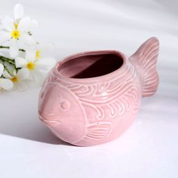 Fabindia Pink Ceramic Jeevi Embossed Fish Planter-57