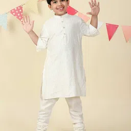 Fabindia Boys Striped Woven Design Kurta-picture-32