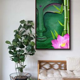 999Store Green Canvas Lord Buddha Half Face Modern Art Canvas Wall Painting-32