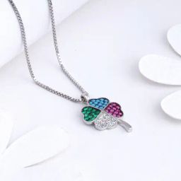GIVA 92.5 Sterling Silver Chromatic Zirconia Casual Pendant With Chain for Women-18