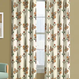 Steve & Anderson Indian motifs Brown And White 2 Pieces Printed Door Curtain (7 Feet)-12