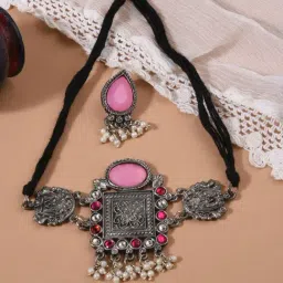 Fida Ethnic Tribal Pink Jewellery Set-image-94