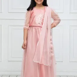 NEUDIS Kids Pink Embellished Lehenga Cholis-image-104