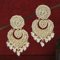 OOMPH Jewellery Gold Jadau Kundan Heart Shape Ethnic Dangler-19