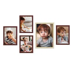 Art Street Brown Synthetic Country Side Wall Photo Frame - Set of 5-34