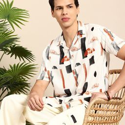 Mast & Harbour Men Slim Fit Printed Cuban Collar Casual Shirt-image-22