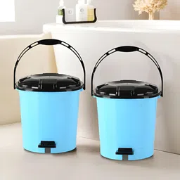 Kuber Industries 2-Pcs Blue & Black Plastic Pedal Dustbins 7L Each-38