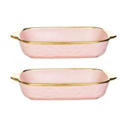 ROXX Pink Porcelain Rectangle Platter - Set of 2 image 3