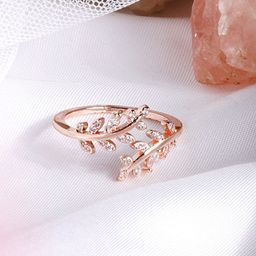 JOKER & WITCH Rose Gold-Plated & White Falla Rhinestones-Studded Adjustable Finger Ring-picture-43