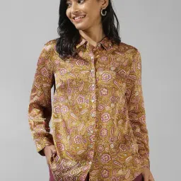 Fabindia Green Printed Shirt-image-15