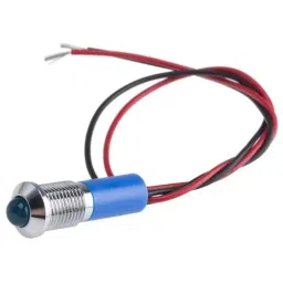 RS PRO Blue Panel Mount Indicator 24V DC, Mounting Hole Size 8 mm, Termination Type Lead Wires, IP Rating IP67, Model No 7239476-6