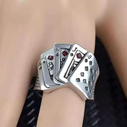 Zoey Unisex Rhodium-Plated Intricate Textured Details Adjustable Finger Ring-7
