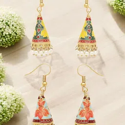Anouk Set Of 2 Artificial Beaded Dome Shaped Meenakari Jhumkas-7