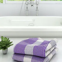 Aura White & Purple 2 Striped Cotton 210 GSM Bath Towel-26
