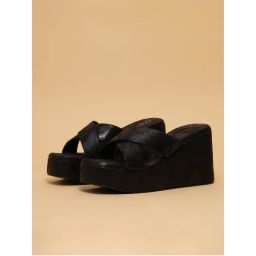 Eridani Gabby Criss-Cross Textured Wedges Black-picture-35