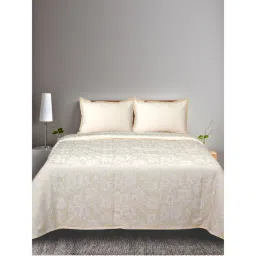 Saral Home Kanan Ivory Cotton Bedsheet with Two Pillow Covers (Set of 3)-picture-20