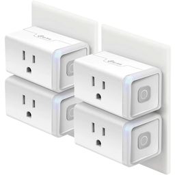Kasa Smart Plug HS103P4, Smart Home Wi-Fi Outlet Compatible with Alexa, Echo, Google Home & IFTTT, No Hub Required, Remote Control, 15 Amp, UL Certified, 4-Pack, White image 1