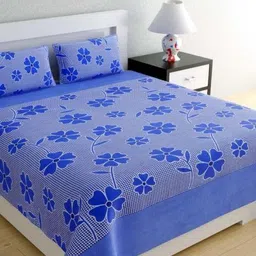Aura Floral Printed 144 TC King Double Bedsheet with 2 Pillow Covers-image-93