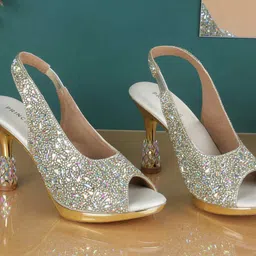 Metro Women Embellished Block Heel Peep Toes-54