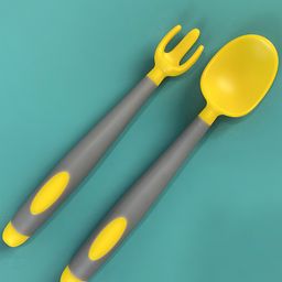 Bembika Baby Training Spoon and Fork Set - Yellow & Grey-image-53