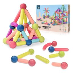 HAPPY HUES Magnetic Building Block STEM Toy for Kids Magnetic Sticks and Balls Set Different Sizes & Curve Shaped - 64 Pieces-25