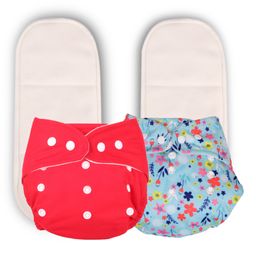 Deedry Cloth Reusable Diapers With Insert Pack of 2 - Red Blue-25