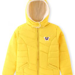Pine Kids Full Sleeves Medium Winter Jacket With Butterfly Embroidery - Yellow-picture-37