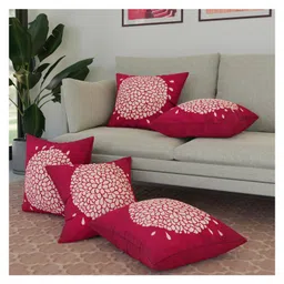 Kuber Industries Cushion Cover Sofa Cushion Covers Square Cushion Covers Velvet Cushion Covers Gold Print Couch Cushion Covers Set of 5 16 Inch Pink-picture-12