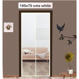 Classic Mosquito Net Magnetic Screen Fiberglass Mesh Curtain Patio Door With Full Frame Hook & Loop - White-17