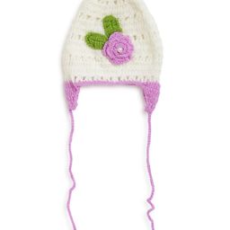 MayRa Knits Flower Embellished Hand Knitted Cap- Cream-picture-16