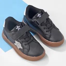 Cute Walk by Babyhug Sneaker Shoes with Velcro Closure and Star Print - Black-picture-33