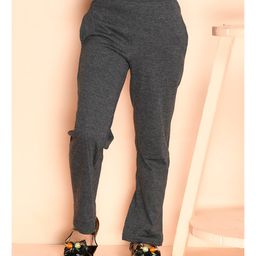 Kids Cave 100% Cotton Solid Track Pant - Dark Grey-image-99