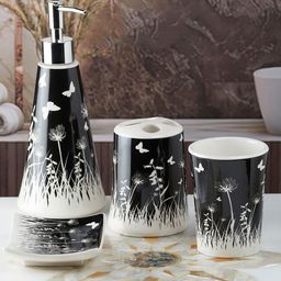 Kookee Ceramic Bathroom Set of 4 with Soap Dispenser (8169)-image-99