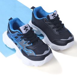 Cute Walk by Babyhug Lace Up Sneakers - Black & Blue-picture-4