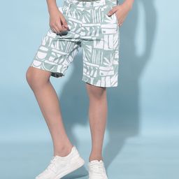 CRIMSOUNE CLUB Abstract Printed Shorts - Green-image-42